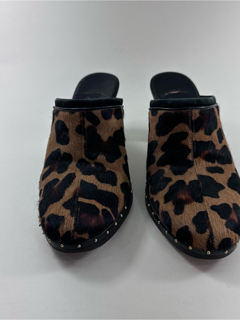 Cole Haan Leopard Print Mule Heels - Brown & Black - Picture 2 of 6